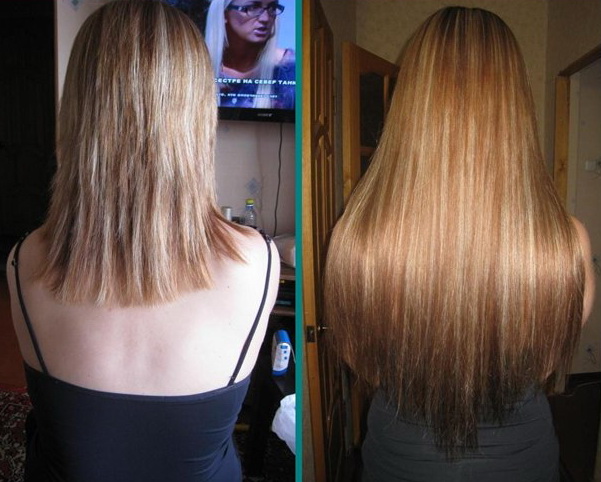 Пример наращивания волос мелированием