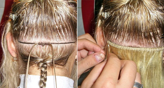 Этапы наращивания волос на трессах
