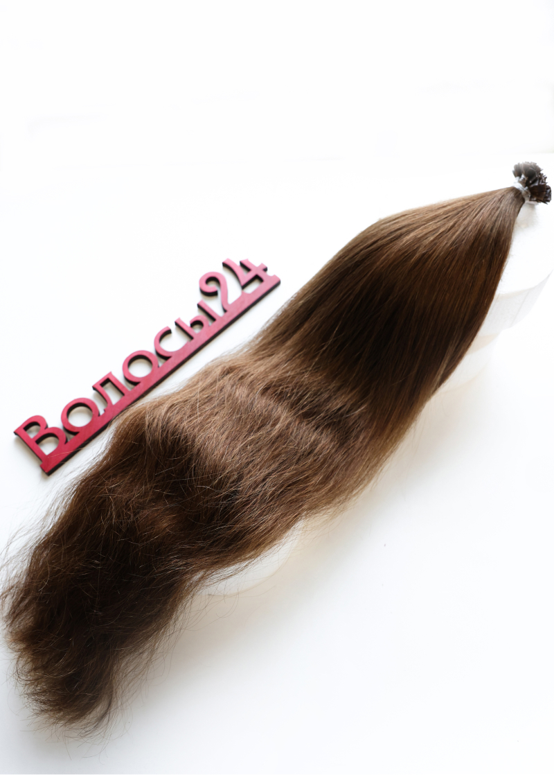 Волосы на капсулах 65 см №4 — светло-каштановый (шоколад)