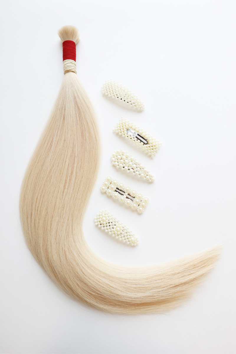Волосы в срезе 50 см №100 — светлый платиновый блонд