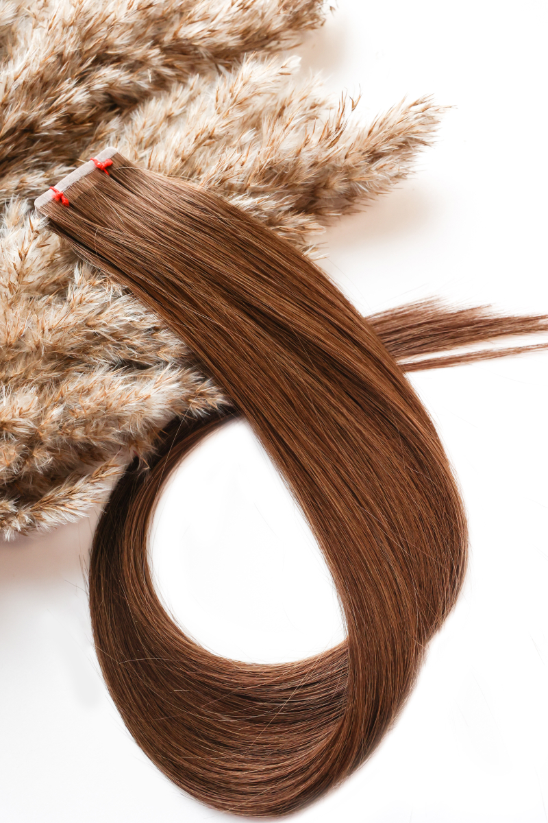 Волосы на лентах 4 см 65 см №4 — светло-каштановый (шоколад)